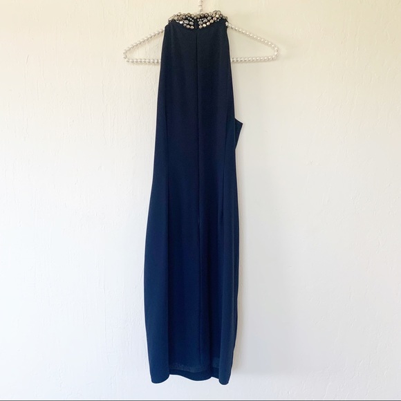 Carmen Marc Valvo Beaded-Neck Toga Dress - Picture 10 of 10